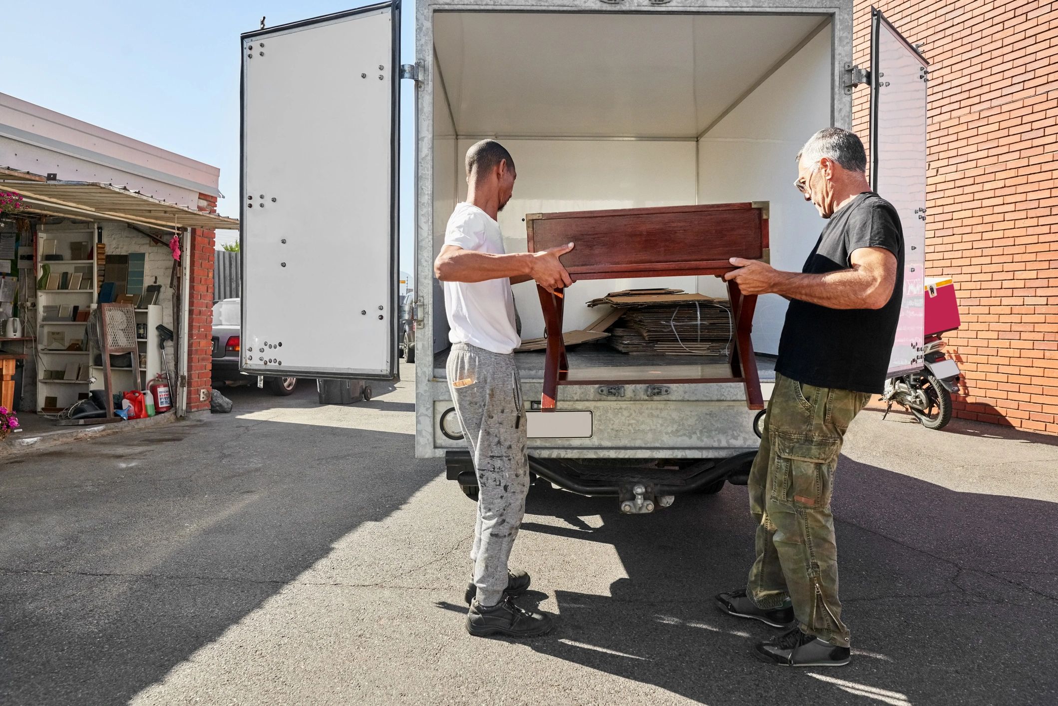 junk removal truck loading